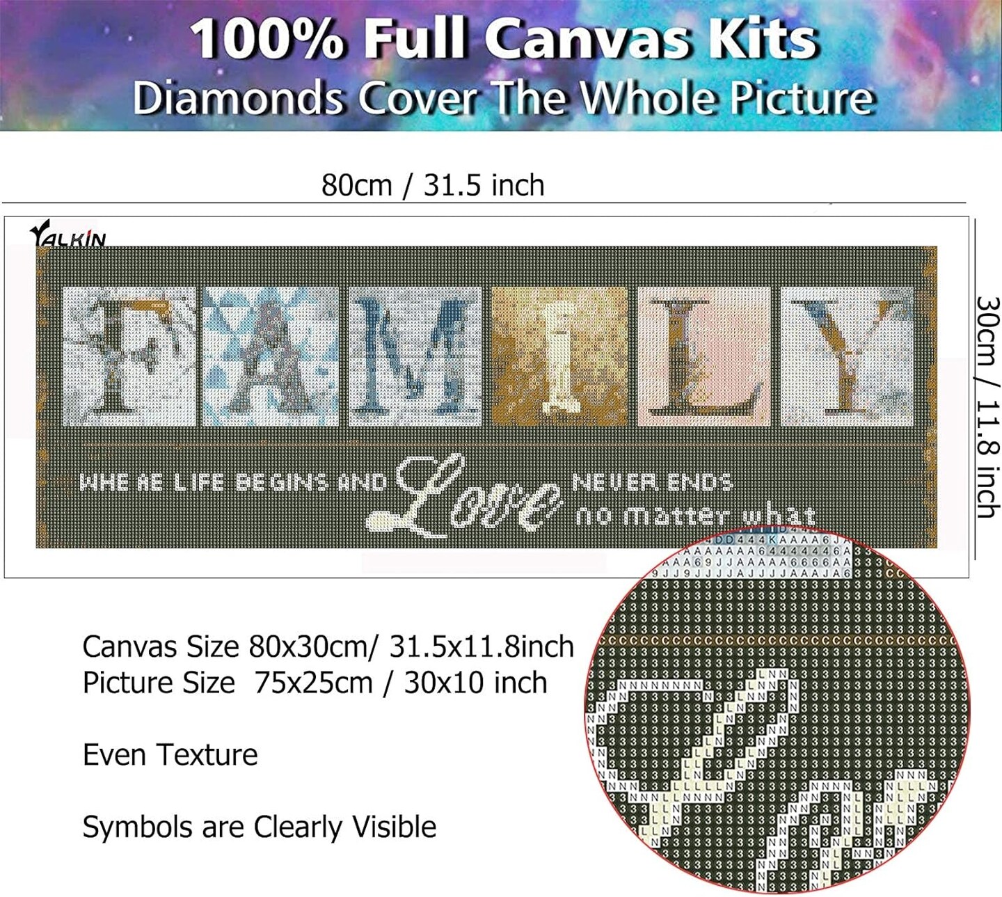 Diamond Painting Kits for Adults, Family (Brown) 35.43 x 11.81 inches