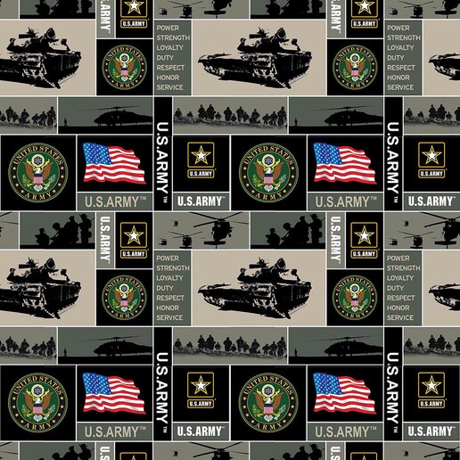 Sykel Enterprises U.S Army Block Fleece Fabric by the Yard