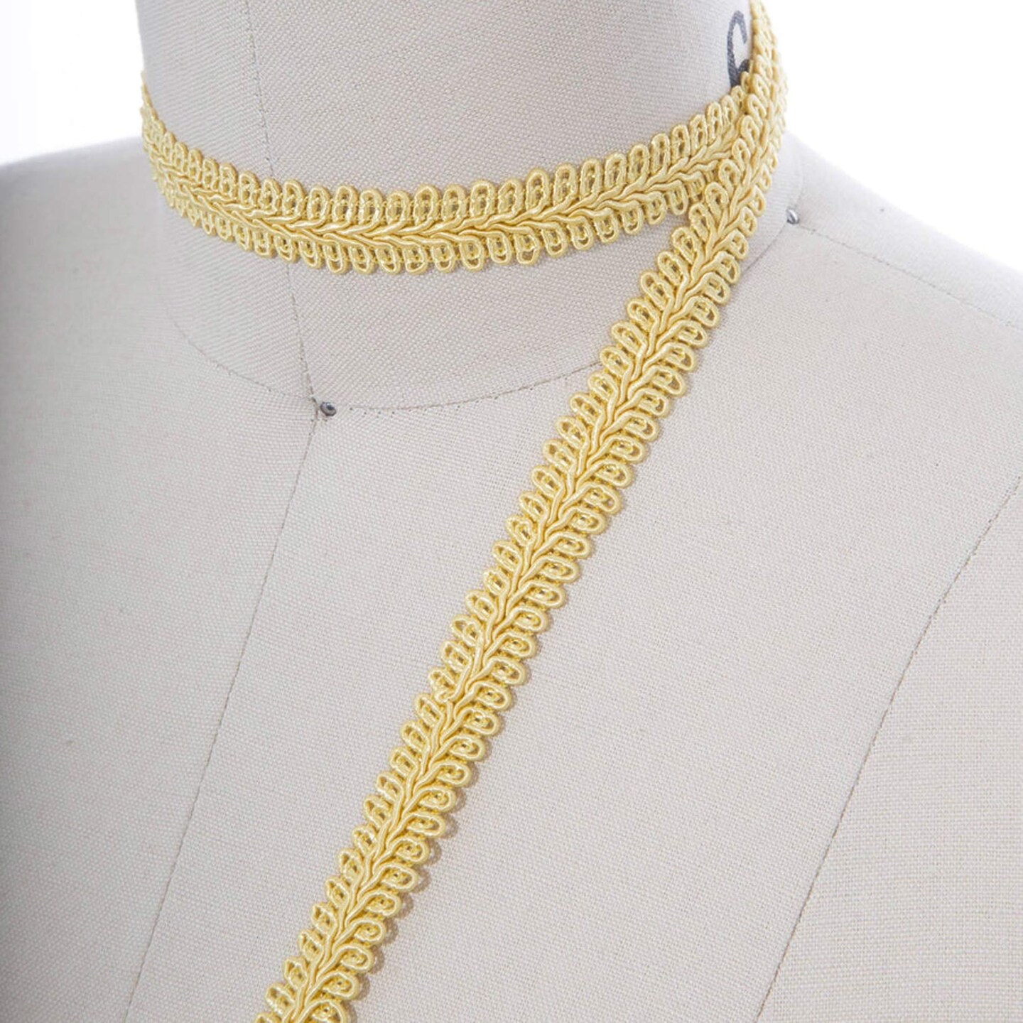 2 Yards Yellow Victorian Gimp Trim, 5/8&#x22; Width Upholstery &#x26; Craft Lace,