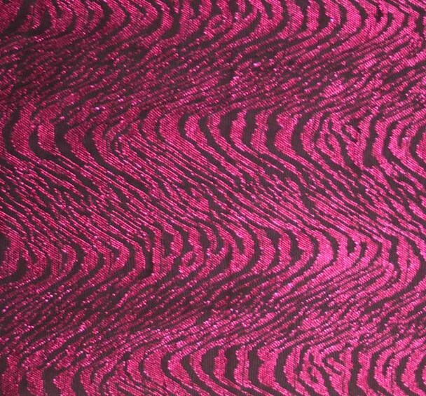 Metallic Jacquard Swing Knit Fabric Width 58/60 inches Black &#x26; Fuschia Lightweight Sheer Apparel 1 Yard Fabric