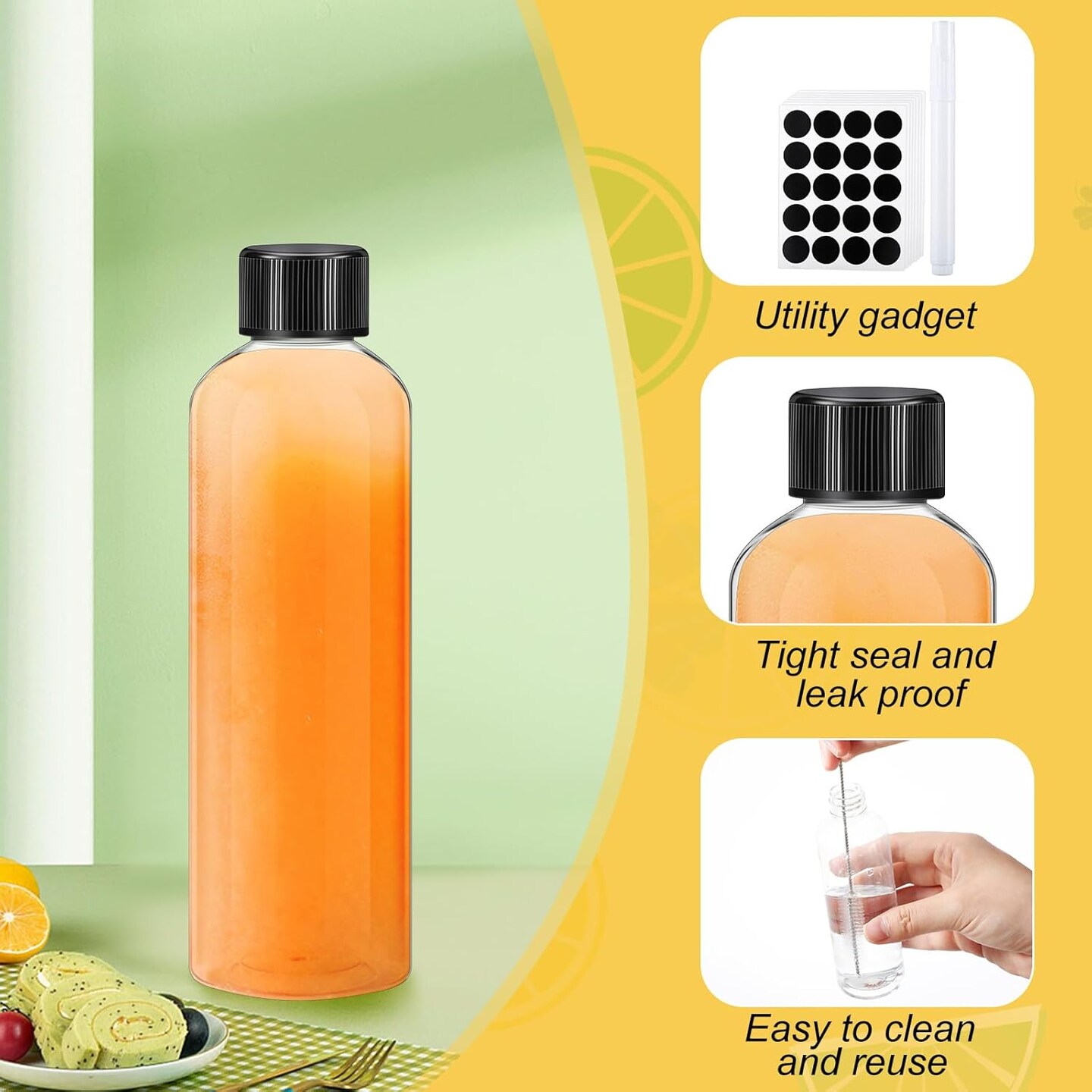 100 Pcs Plastic Juice Bottles with Caps Clear Shot Bottles (clear)