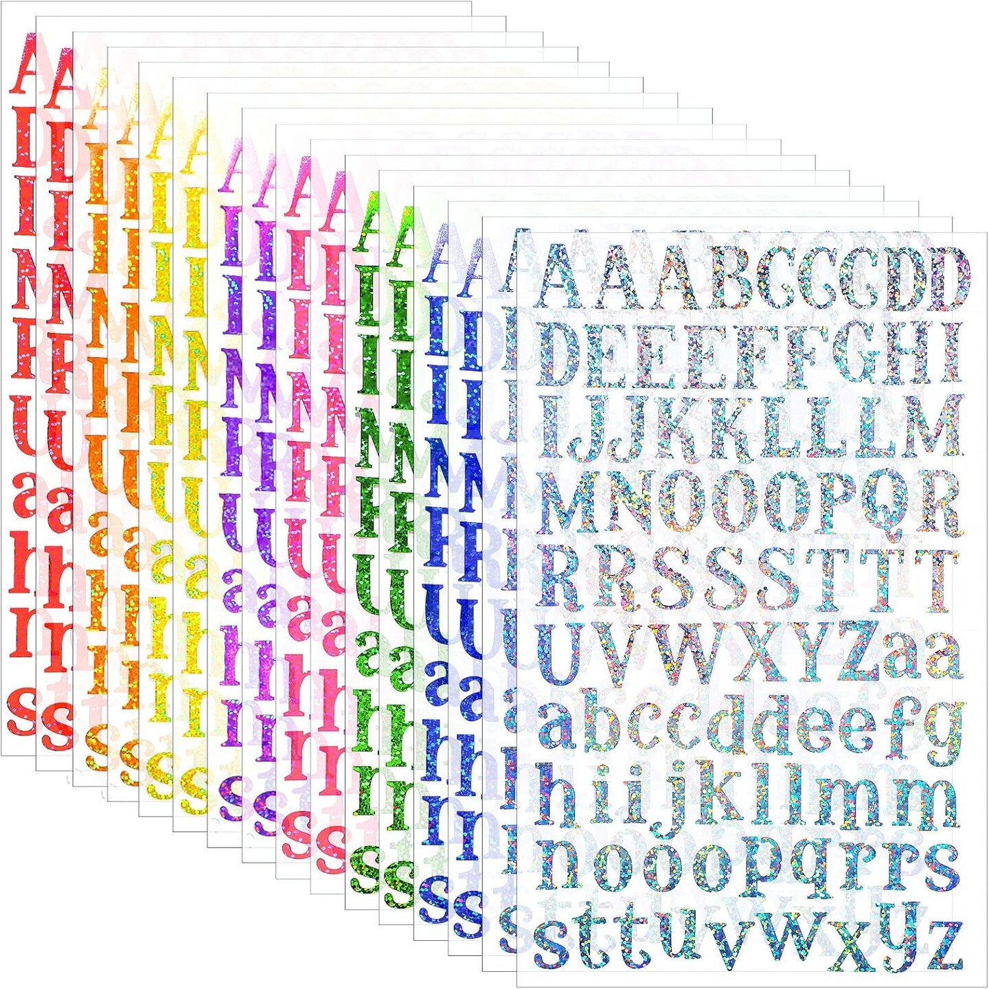 2160 Pieces 24 Sheets Holographic Laser Letter Stickers