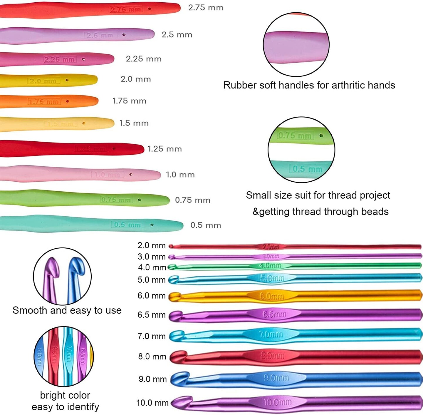 100pcs Crochet Hooks Set
