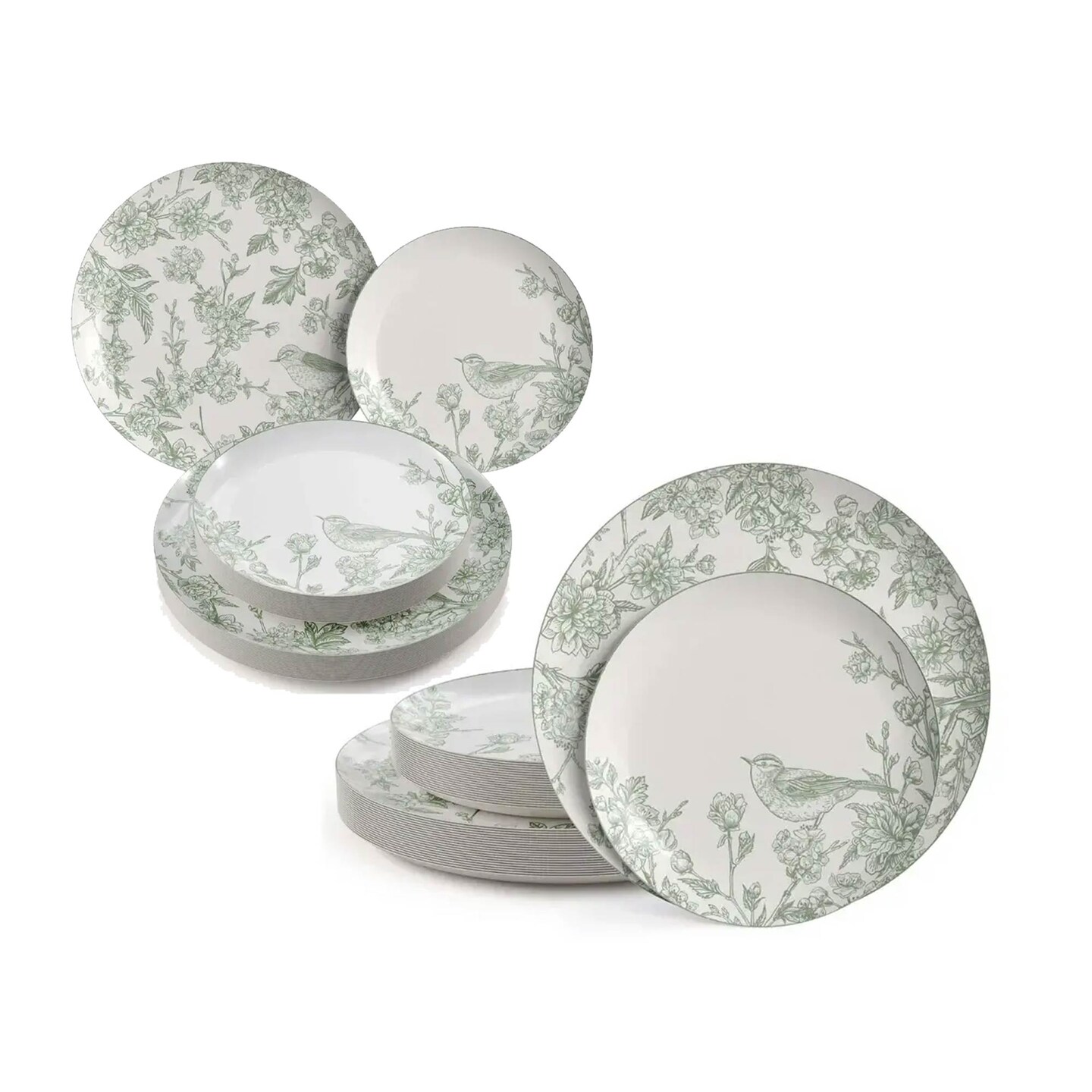 32 Count Yaffa Design Paper Plates Combo Set Elegant Disposable Dinnerware 10 In. + 8 In.