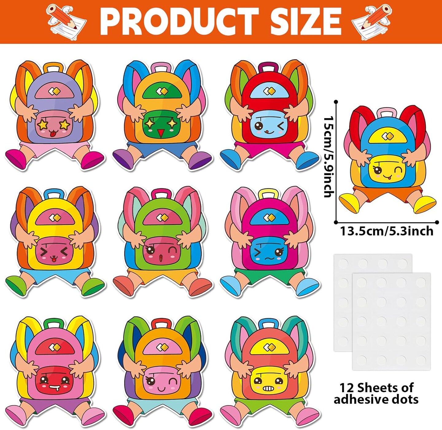 80Pcs Colorful School Bag Cutouts Back to School Decorations Bulletin Board (Colorful)