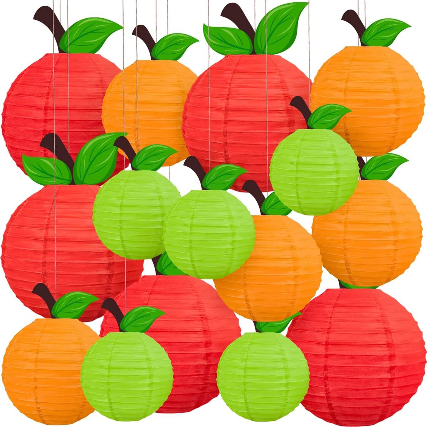 15pcs Classroom Decor Apple-Shaped Paper Lanterns Back to School Decorations