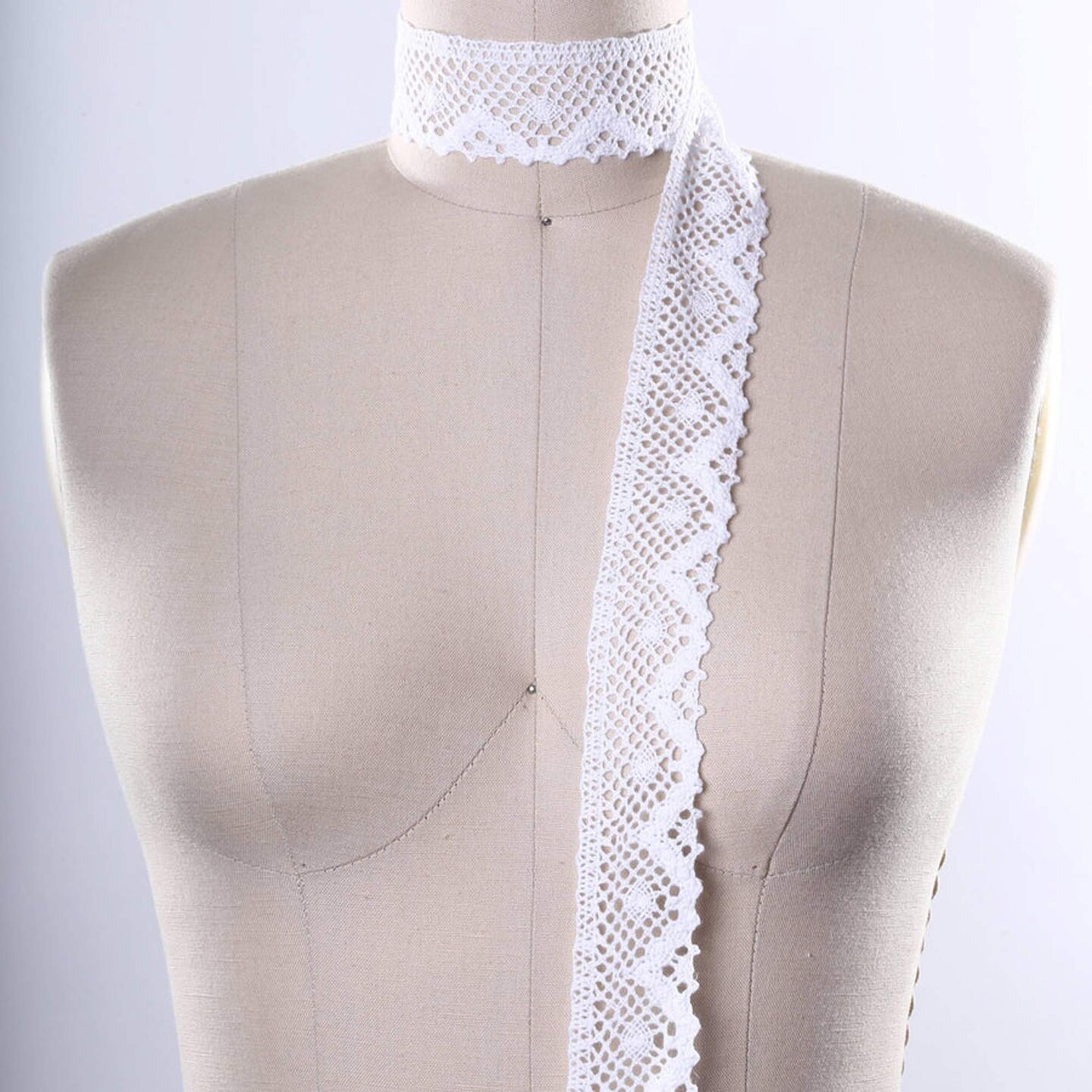 2 Yards White Crochet Cluny Cotton Lace Trim 1.5 Inch Wide for Bridal and Apparel Accents