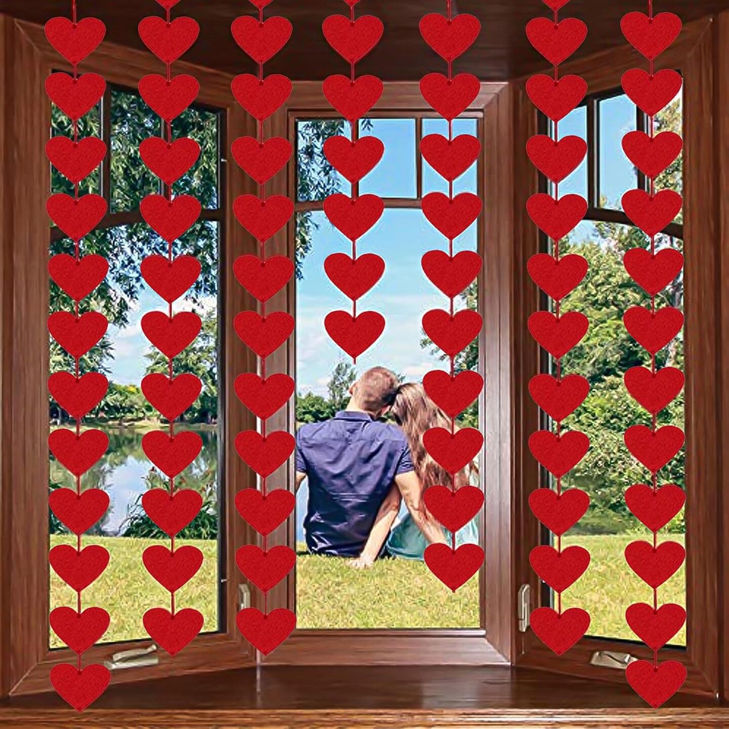 72 Red Hearts Felt Party Garland