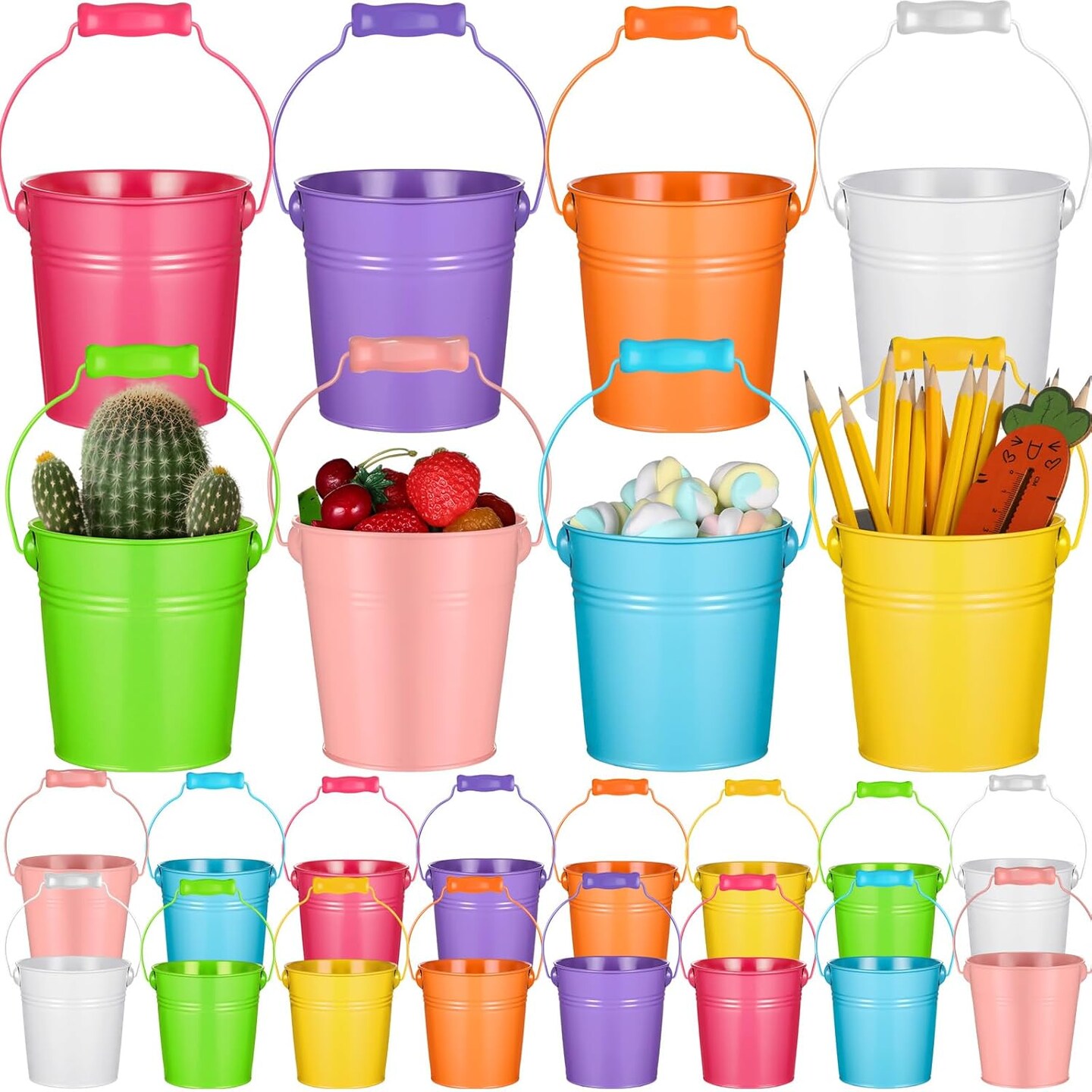 4 Pieces Small Metal Buckets