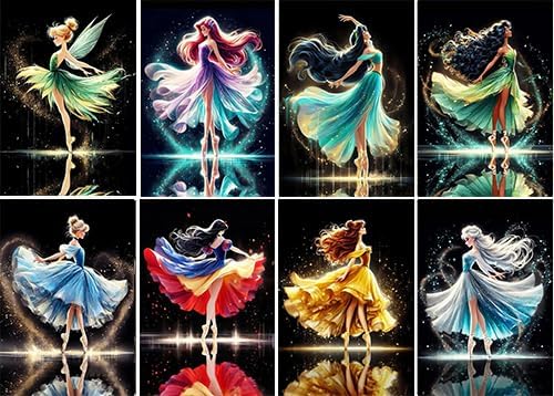 8 Pack Princess Diamond Art Kits for Adults (RM-ZSH-711) 11.63 x 7.63 x 0.53 inches