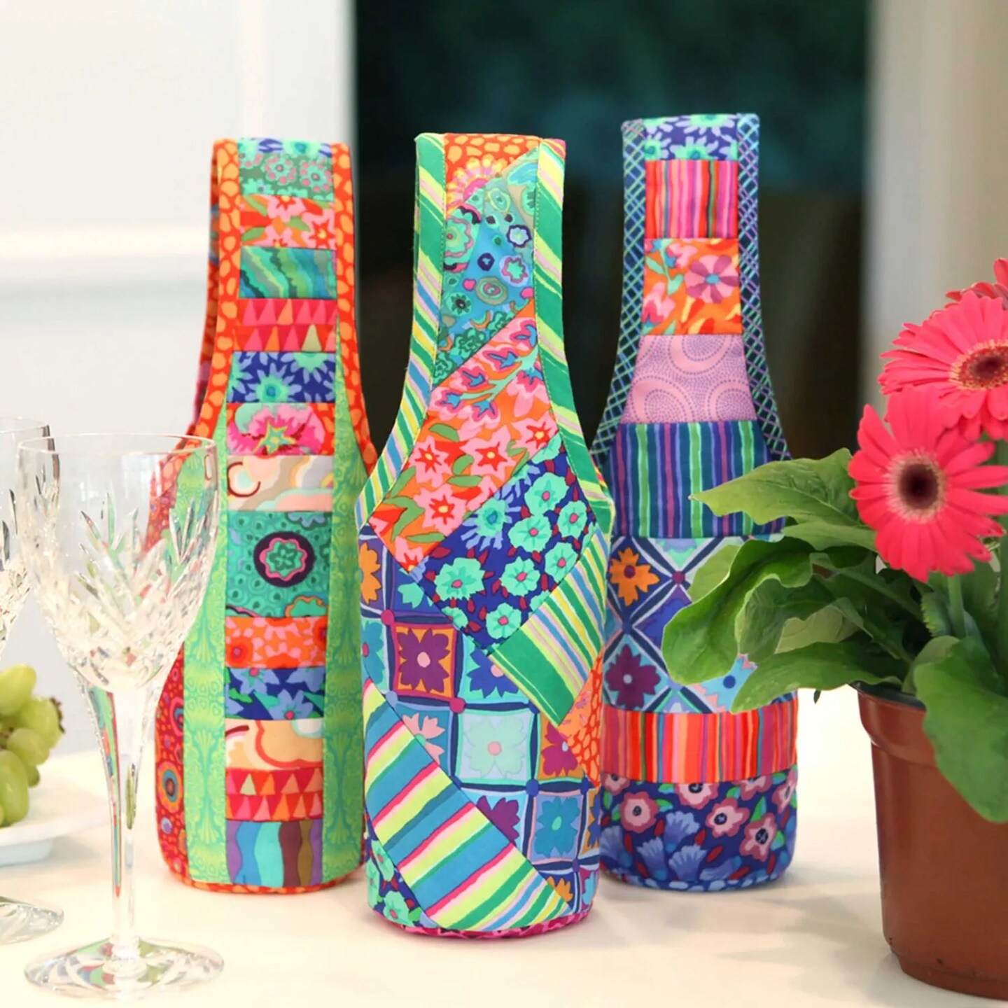 Wine Totes Quilt-As-You-Go Kit (3 Pack) | DIY Fabric Wine Gift Bag Sewing Kit