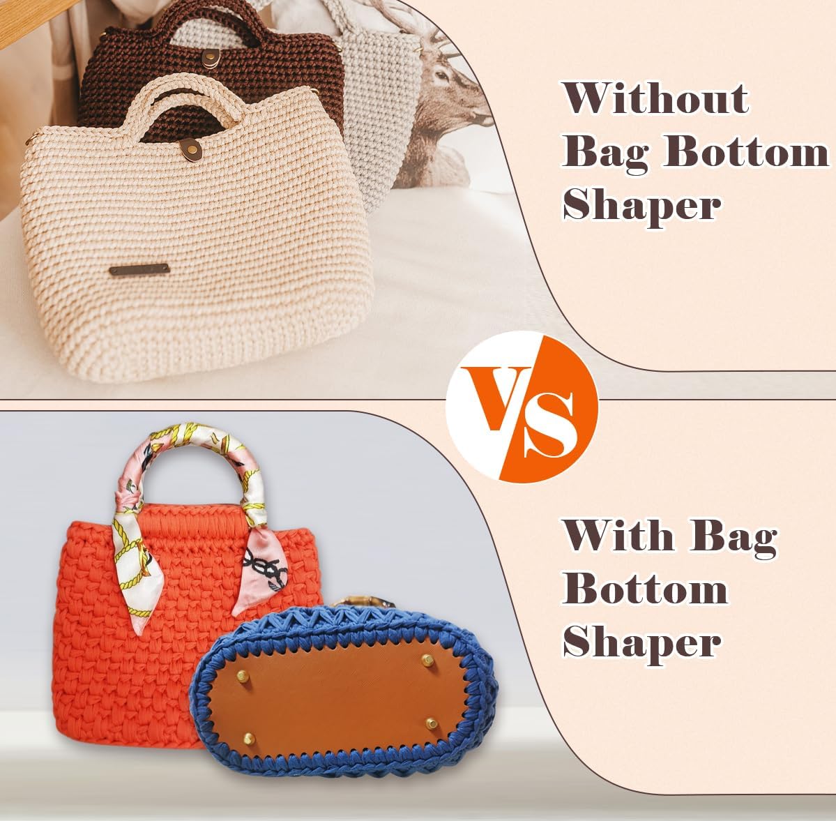 4 PCS Bag Bases for Crochet with 2 PCS Crochet Hook (Black, Dark Brown, White, Gold) 8.4 x 4 x 0.2 inches