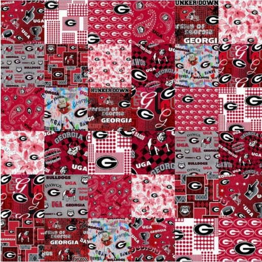 Licensed NCAA University of Georgia Cheater Quilt Cotton Fabric by the Yard