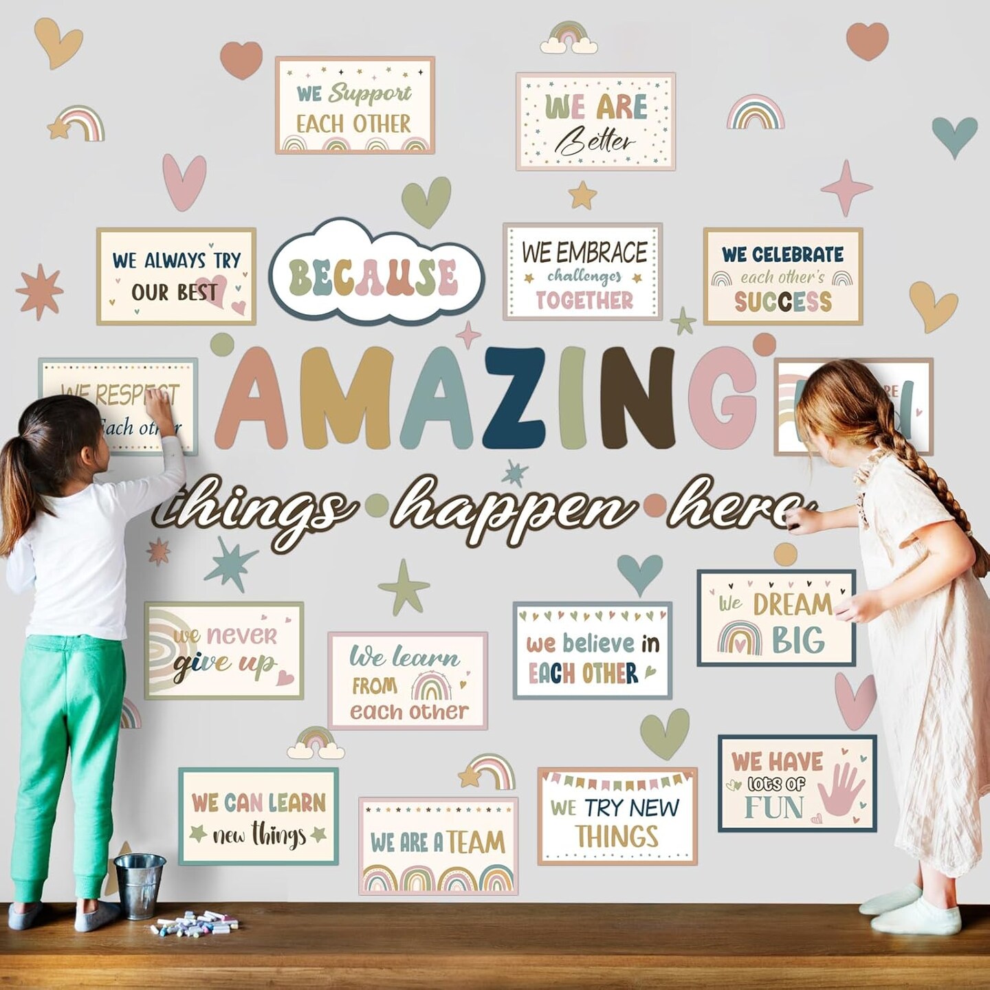 62 Pcs Classroom Boho Bulletin Board Decorations