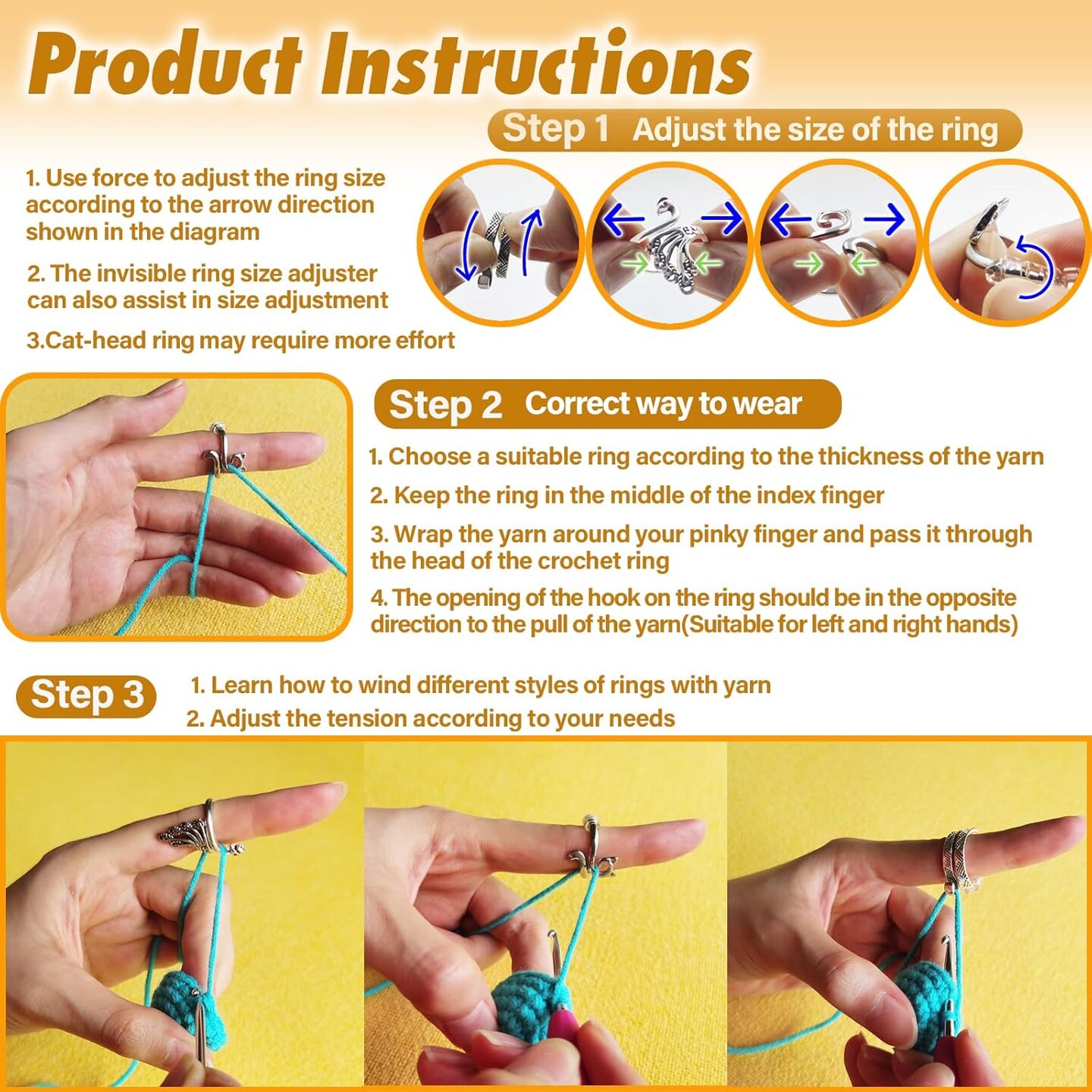 8 Pack Adjustable Crochet Yarn