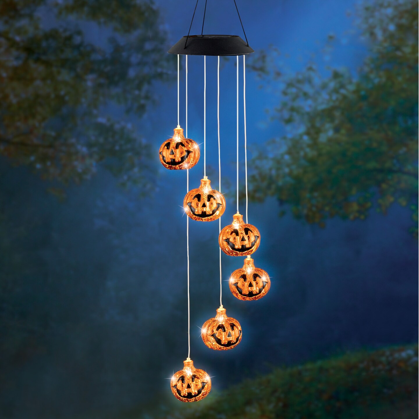 Collections Etc Solar Pumpkin Outdoor Garden Mobile Halloween Accent