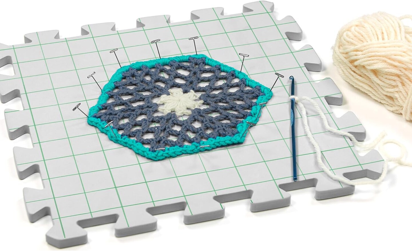 Interlocking Needlepoint, Knitting, and Crochet Blocking Boards (White) 12'' W x 12'' L