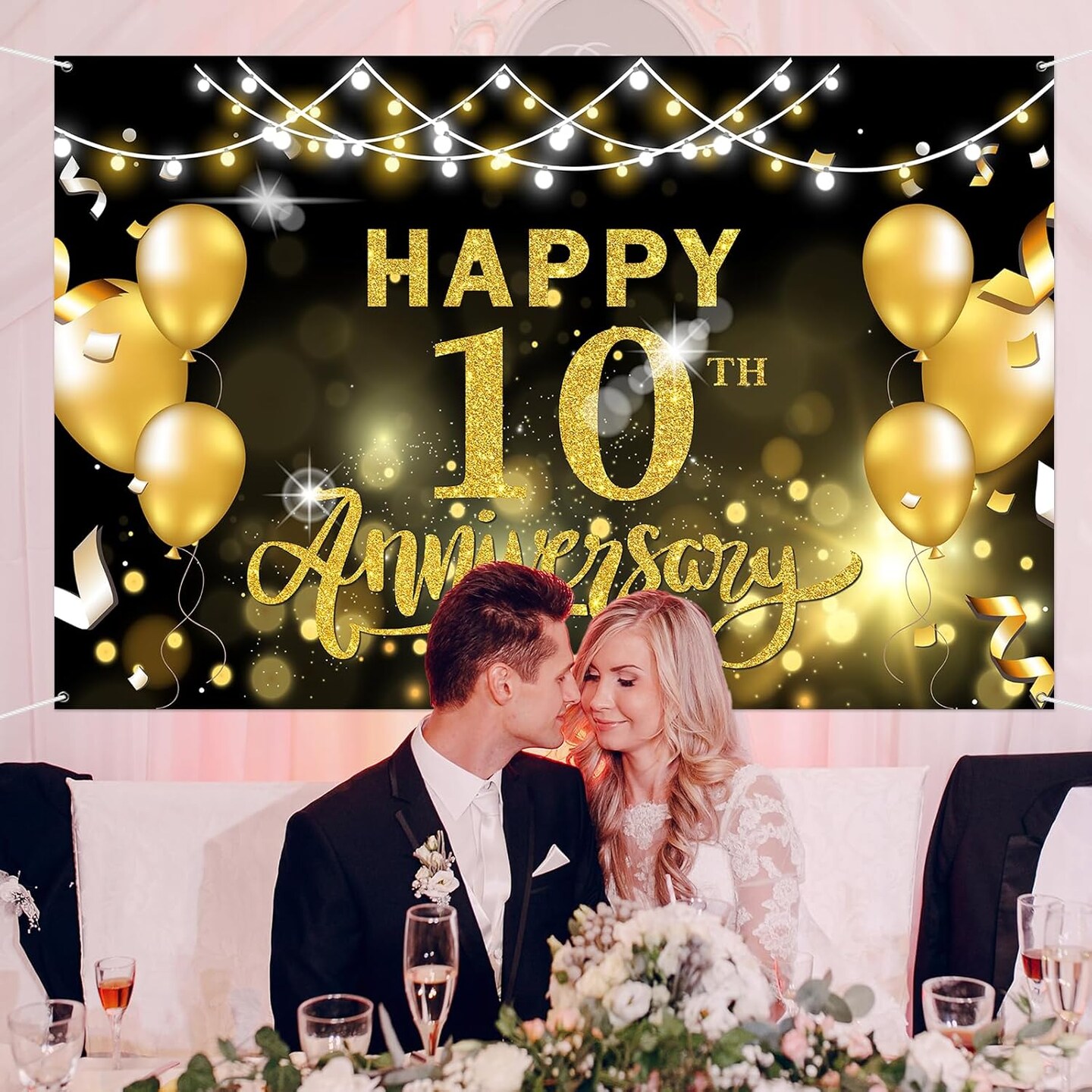 Happy 10th Anniversary Backdrop (10th) 6 x 4 ft | Michaels