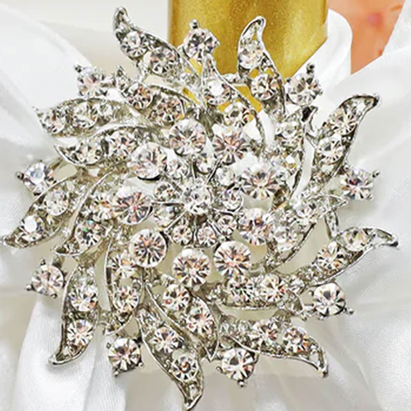 Vintage Rhinestone Chair Band Buckle Elegant Metal Accent 2 Inch Width