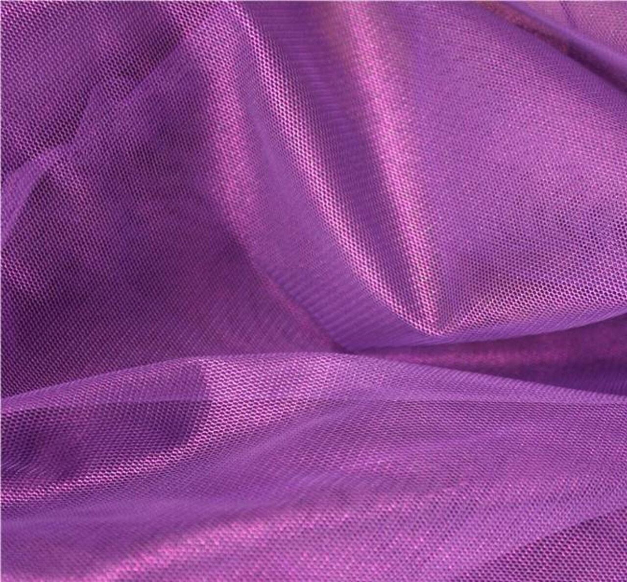 1 Yard 58/60" Wide Purple Mesh Fabric with Metallic Foil Finish Sheer Polyester