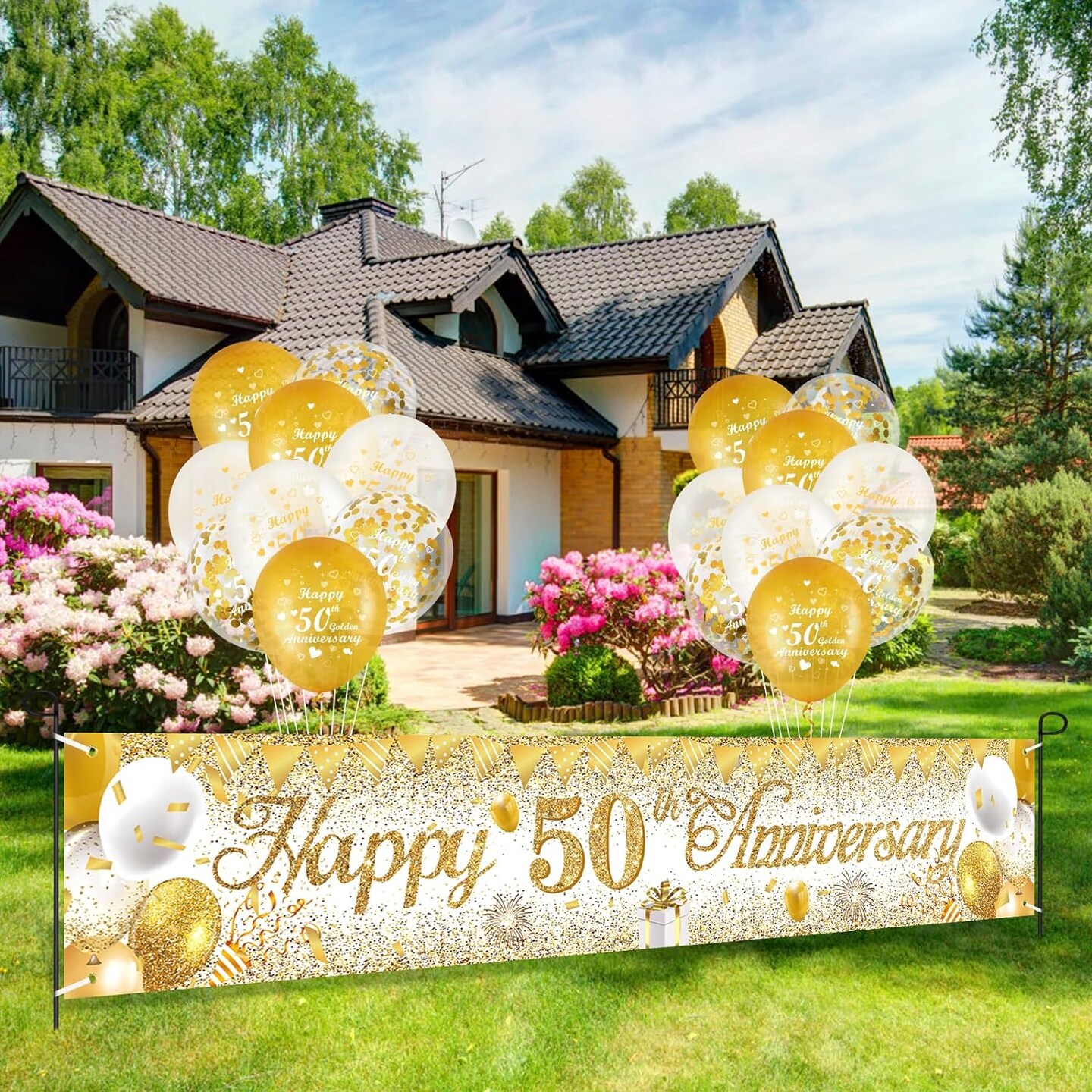 50th Wedding Anniversary Decorations White Gold (White Gold/Champagne)
