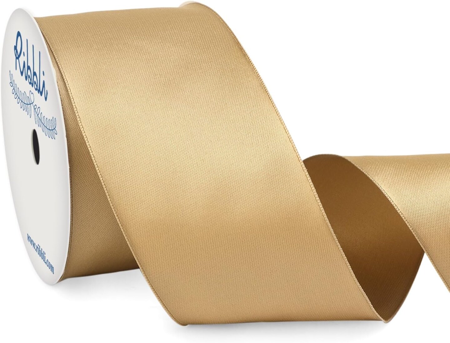 Champagne Gold Double Faced Satin Wired Ribbon | Michaels