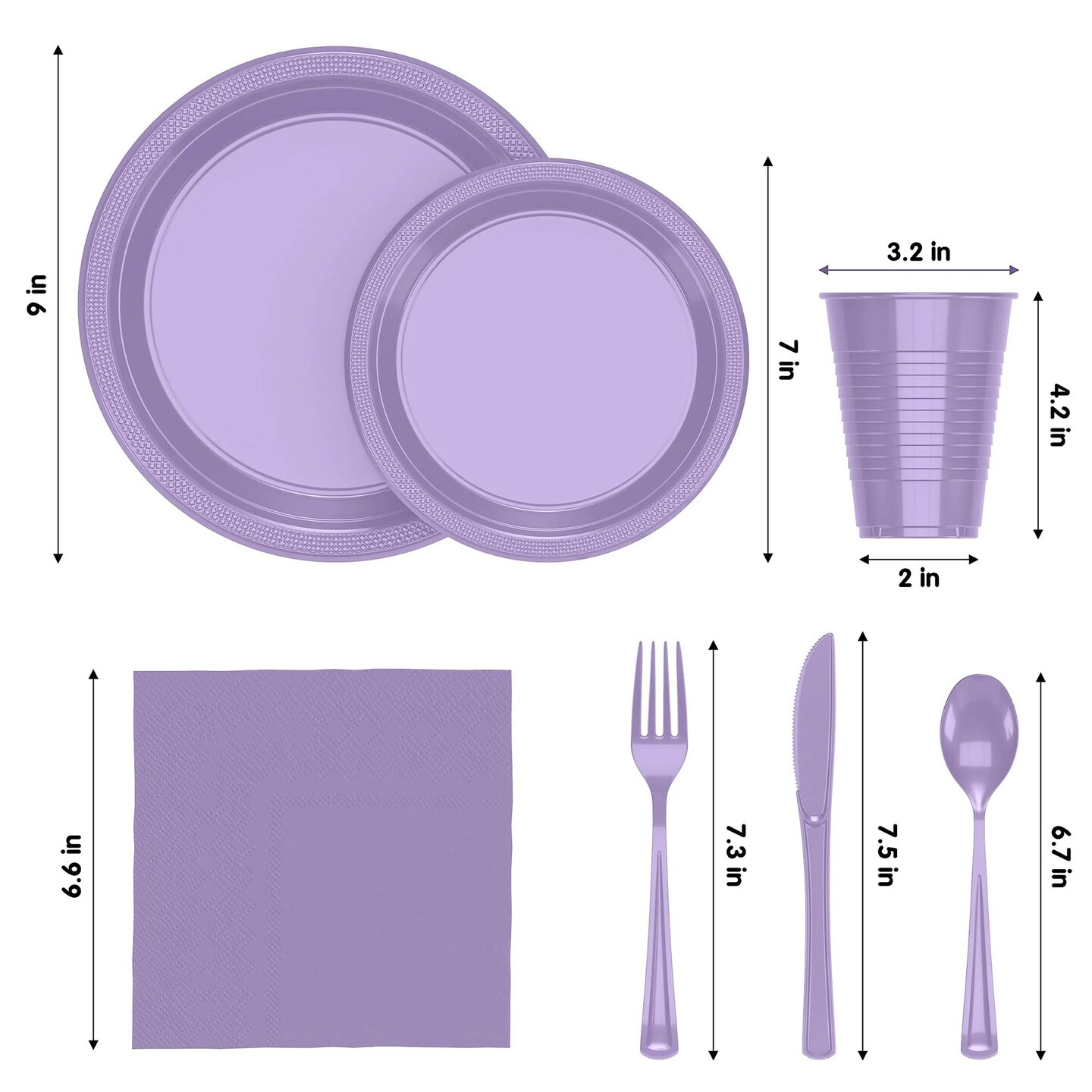 350 Count Lavender Disposable Plastic Tableware Set Party Supplies Combo Pack