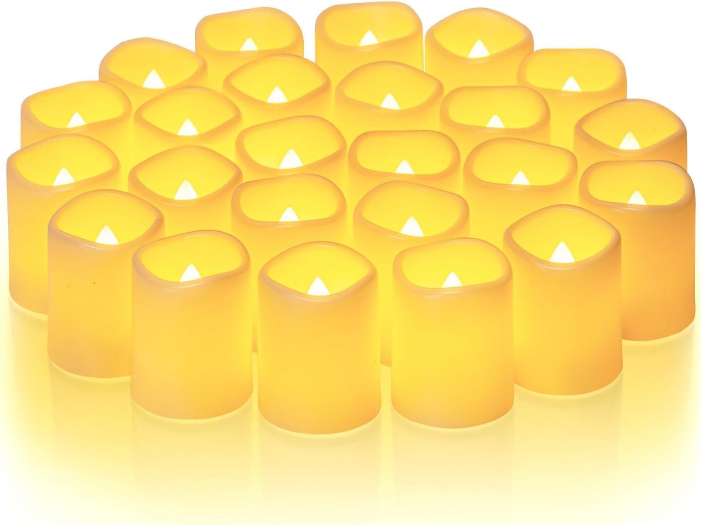 24 Pack Flickering Flameless Votive Candles (Warm White) 1.5"D x 1.5"W x 1.6"H