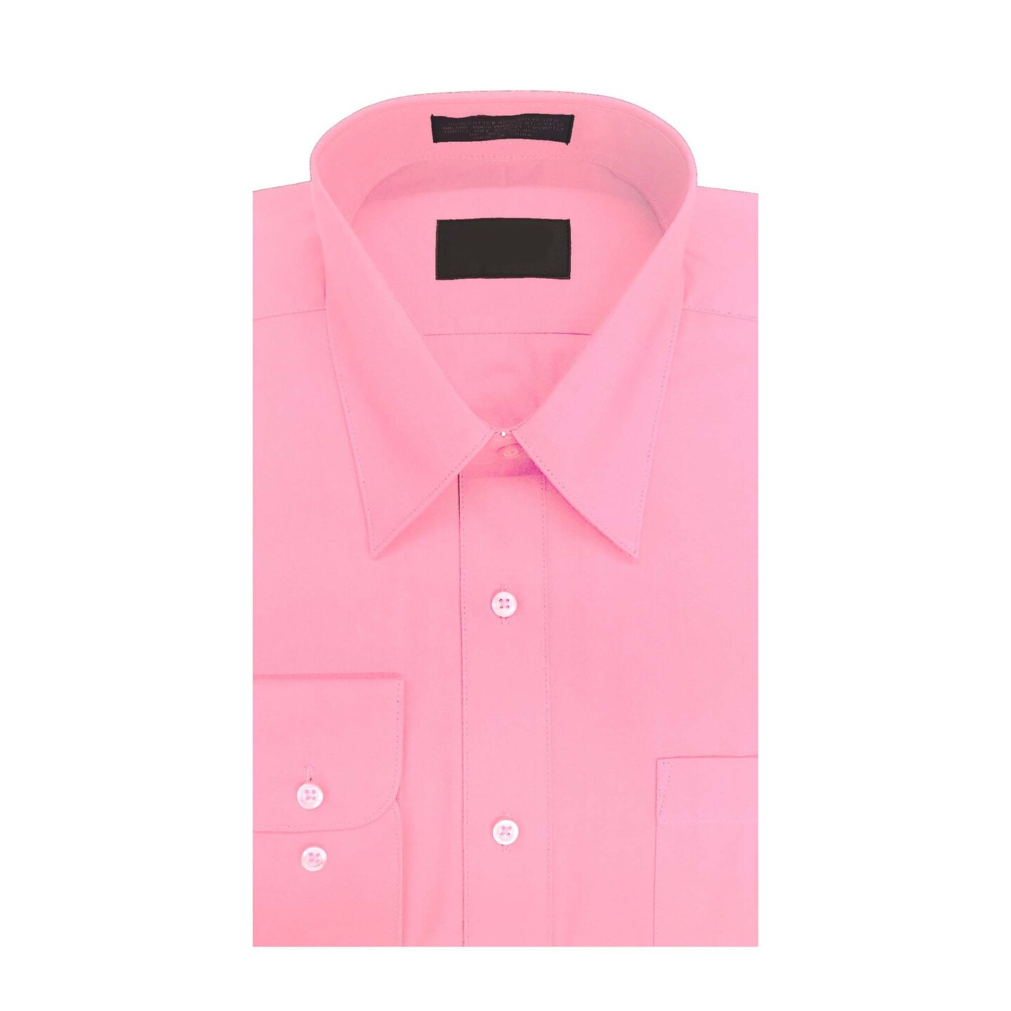 Men&#x2019;s Solid Pink Collared Long Sleeve Dress Shirt