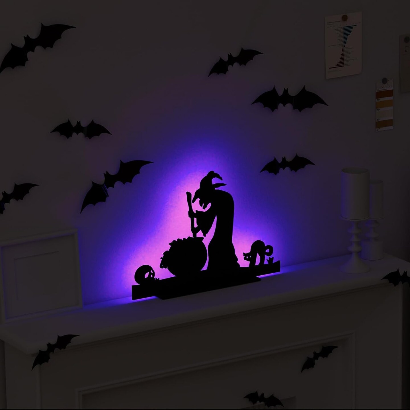 Set of 2 Halloween Lighted Wicked Green Witch Legs Stake with Bats
