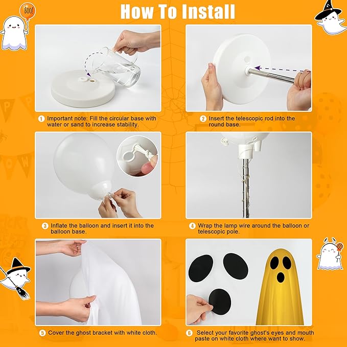 Cute Spooky Halloween Decorations Indoor, Giant Halloween Light Up Ghost With LED Light For Halloween Party Decorations,Ghost Decor For Door,Front Porch,Yard Decor