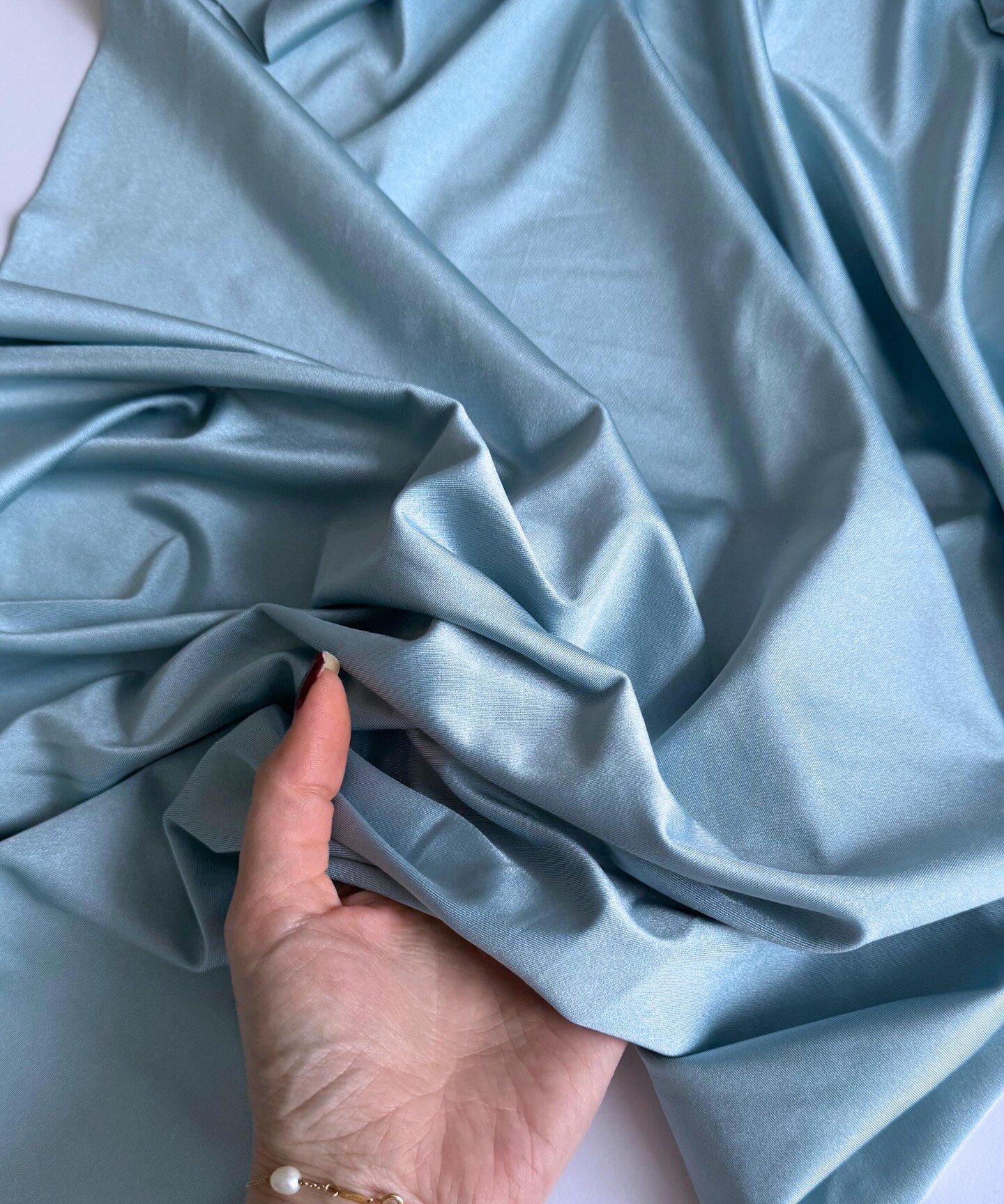 Dusty Blue Milliskin Nylon Spandex Fabric by the Yard, 60" Wide 4-Way Stretch Milliskin Fabric for Activewear, Swimwear, Dancewear