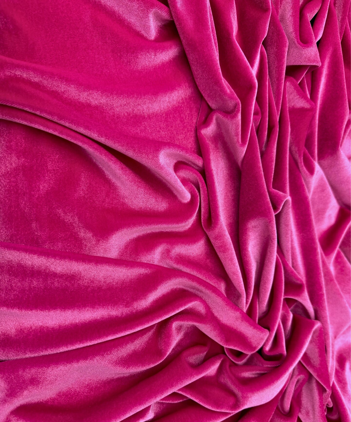 Hot Pink Stretch Velvet Fabric by the Yard, 58" Wide Plush Velvet 4-Way Stretch