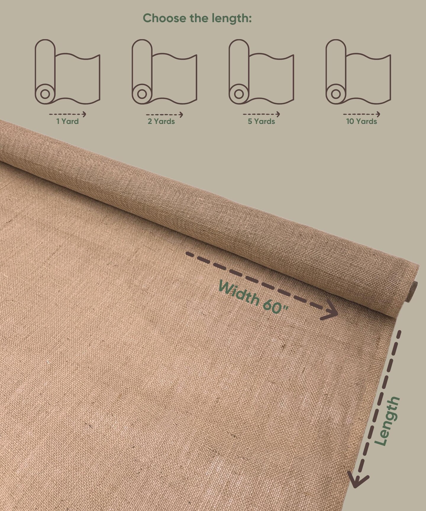 Natural Jute Burlap Fabric by the Yard, 60" Wide Rustic Burlap for Table Runners, Boho Decor, Bags, Bows, Gardening & DIY Crafts