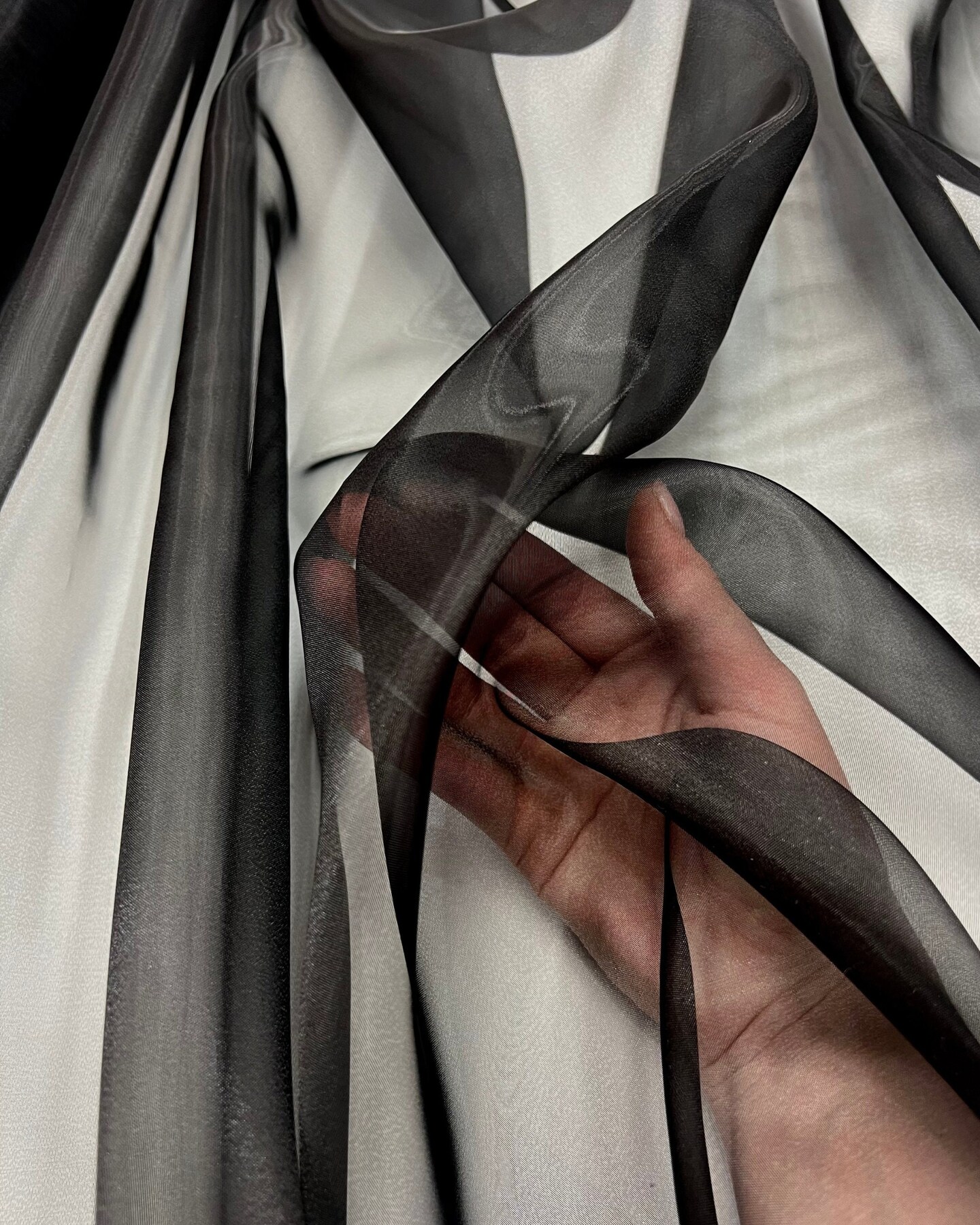 Black Crystal Organza Fabric by the Yard, 60" Wide Sheer Lightweight Organza for Wedding Dresses, Event Decor, Curtains & Sewing