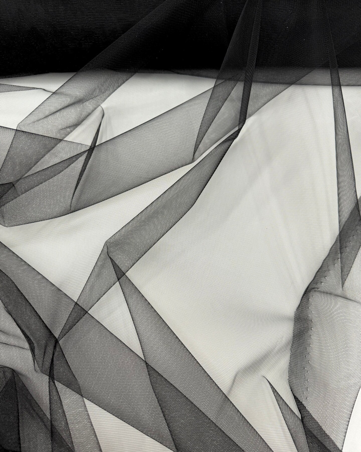 Black Nylon Tulle Fabric by the Yard, 63" Wide Soft Stretch Mesh Fabric for Veils, Wedding Dresses, Decor & Sewing