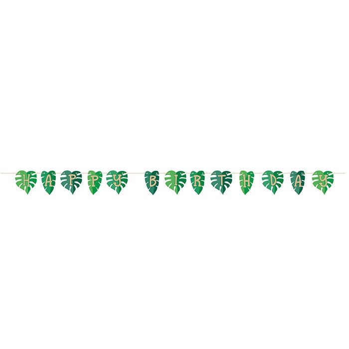 12 pc Bulk Jungle Leaf Happy Birthday Banners