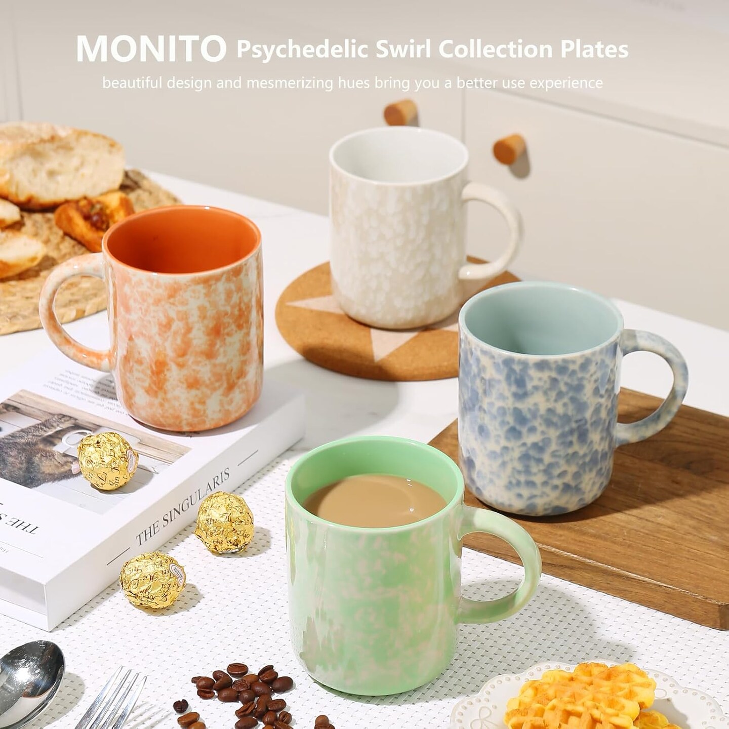 17 OZ Coffee Mugs Set of 4, Ceramic Modern Coffee Mugs Set