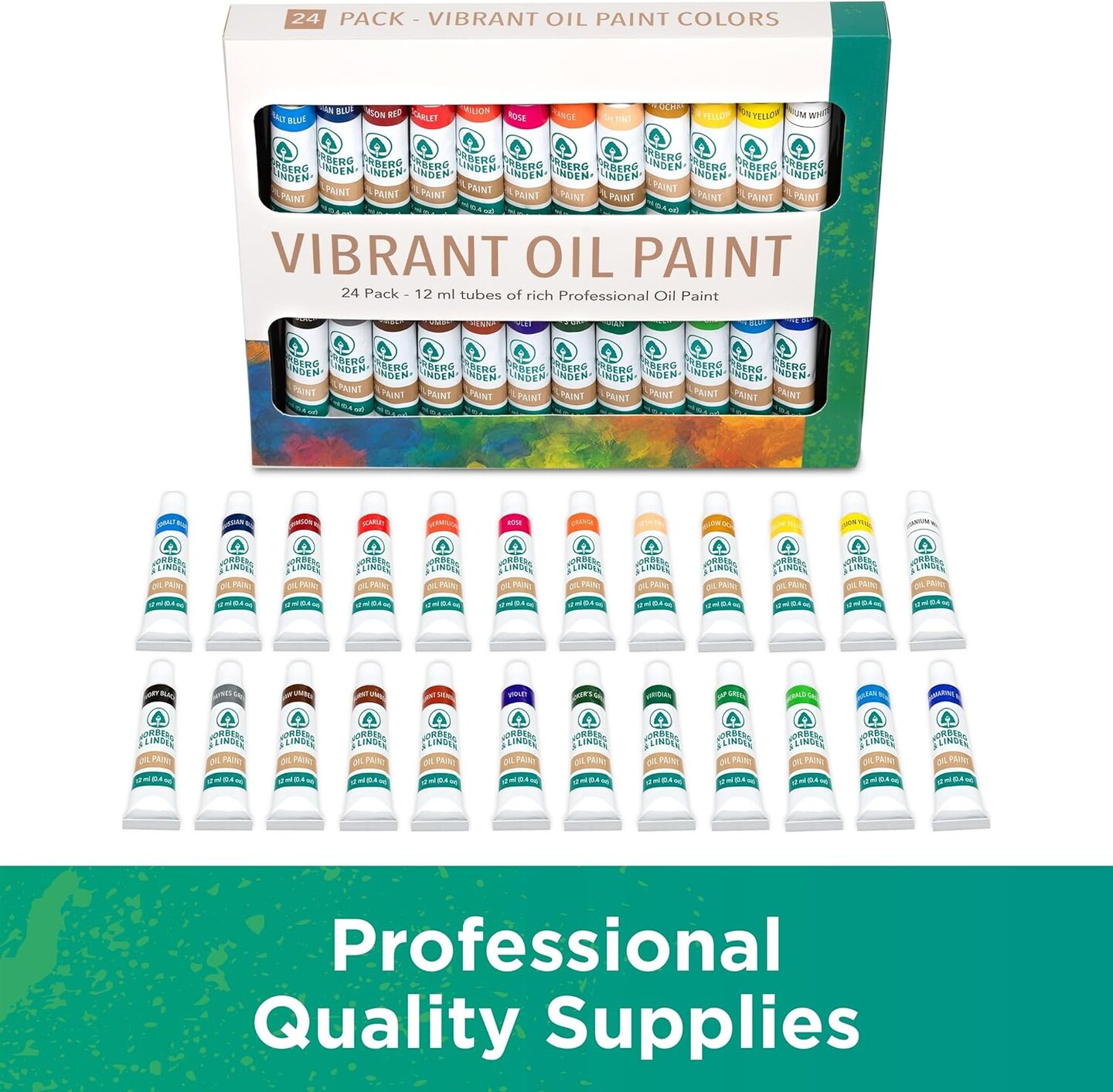 Oil Paint Set - 24 Paints, 25 Brushes, 1 Canvas, and Art Palette - Oil Painting Supplies for Kids and Adults, Paint Supplies