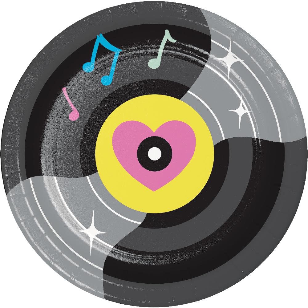 96/Case Bulk Birthday Beats Disco Party Vinyl Record Paper Dessert Plates