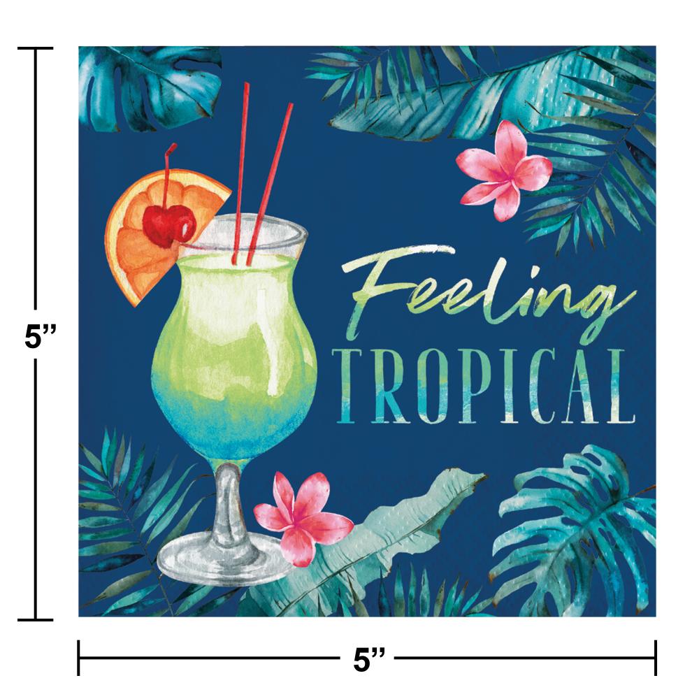 192 pc Bulk Summer Breeze &#x22;Feeling Tropical&#x22; Beverage Napkins, Paper