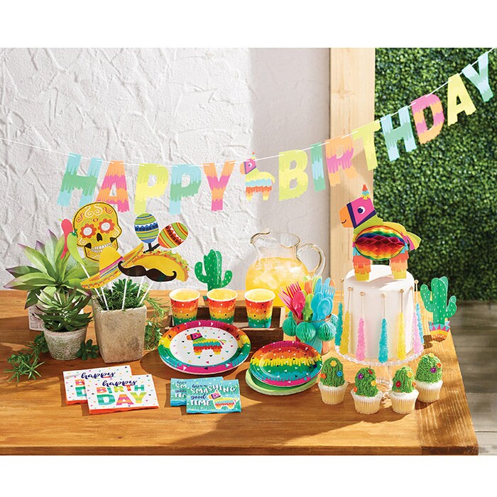 12 pc Bulk Fiesta Fun Happy Birthday Banners