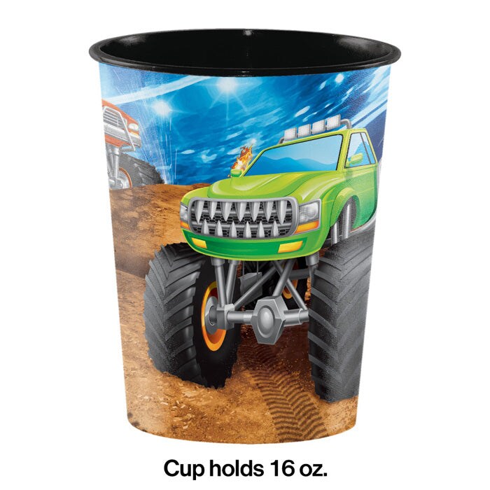 12 pc Bulk Monster Truck 16 oz Plastic Cups