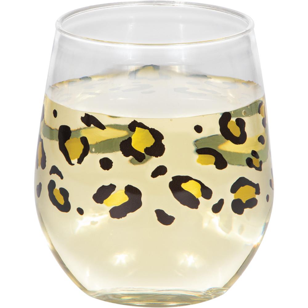 6 pc Bulk Leopard Plastic Stemless Wine Glasses