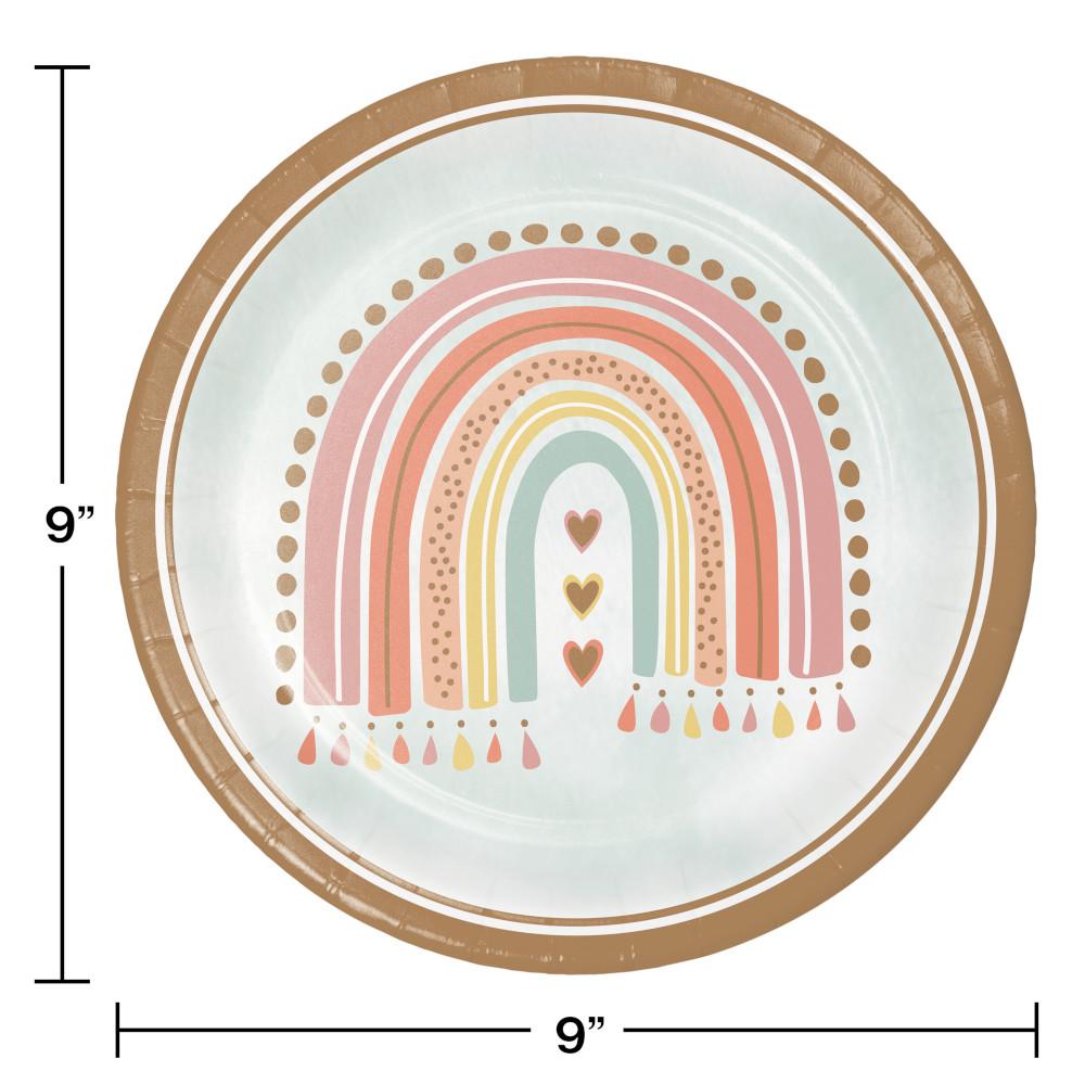 96 pc Bulk Boho Rainbow Dinner Plates