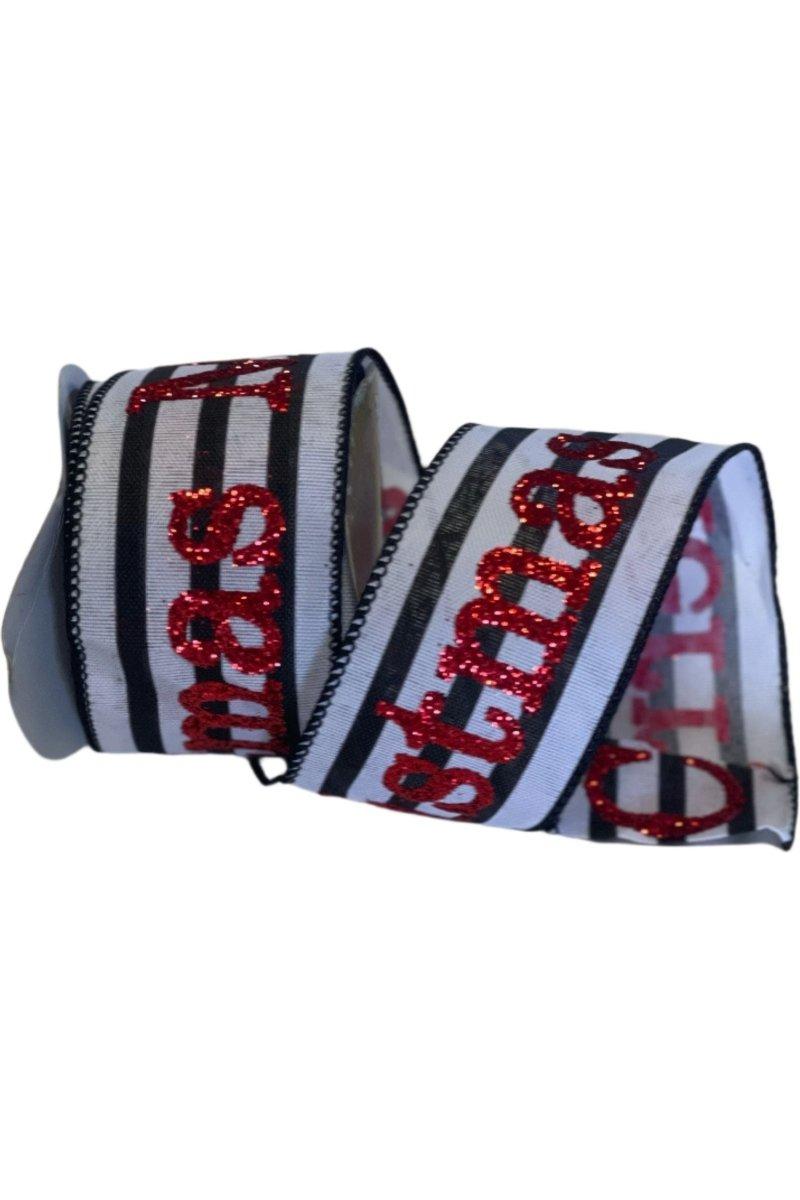 2.5&#x22; Merry Christmas Ribbon: Black/White