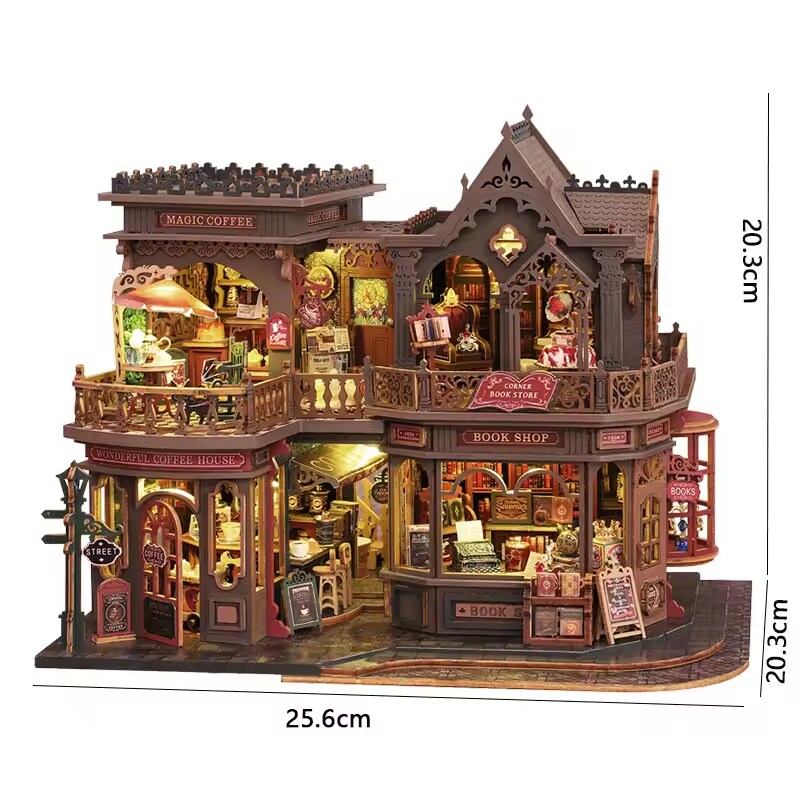 Letter Coffee Dollhouse Kit - Miniature Wizardi Roombox Kit F07M5-66-ES020-A