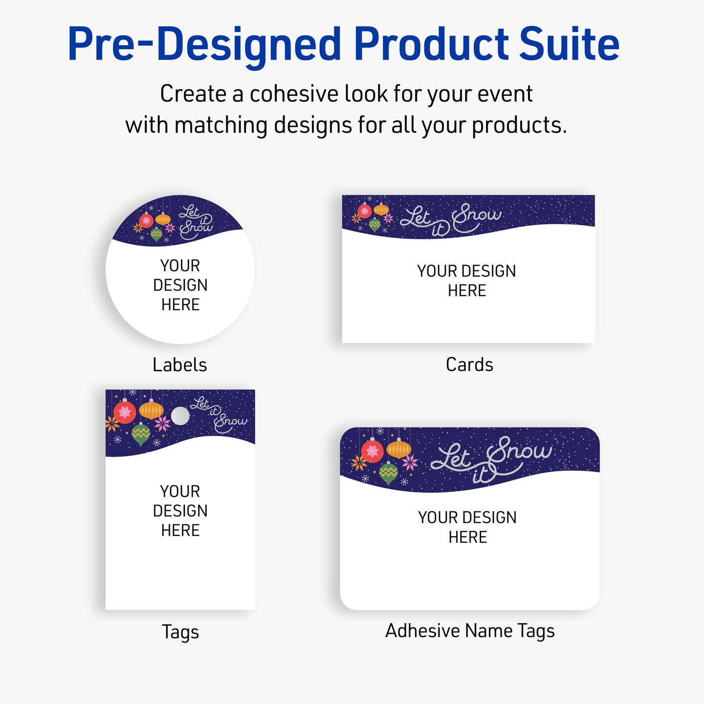 Avery Printable Rectangle Postcards, 4" x 6", Matte White, Pre-printed Let It Snow Design, Sure Feed Technology, Laser & Inkjet Compatible, 40 Total, Great for Branding, Marketing, and Events