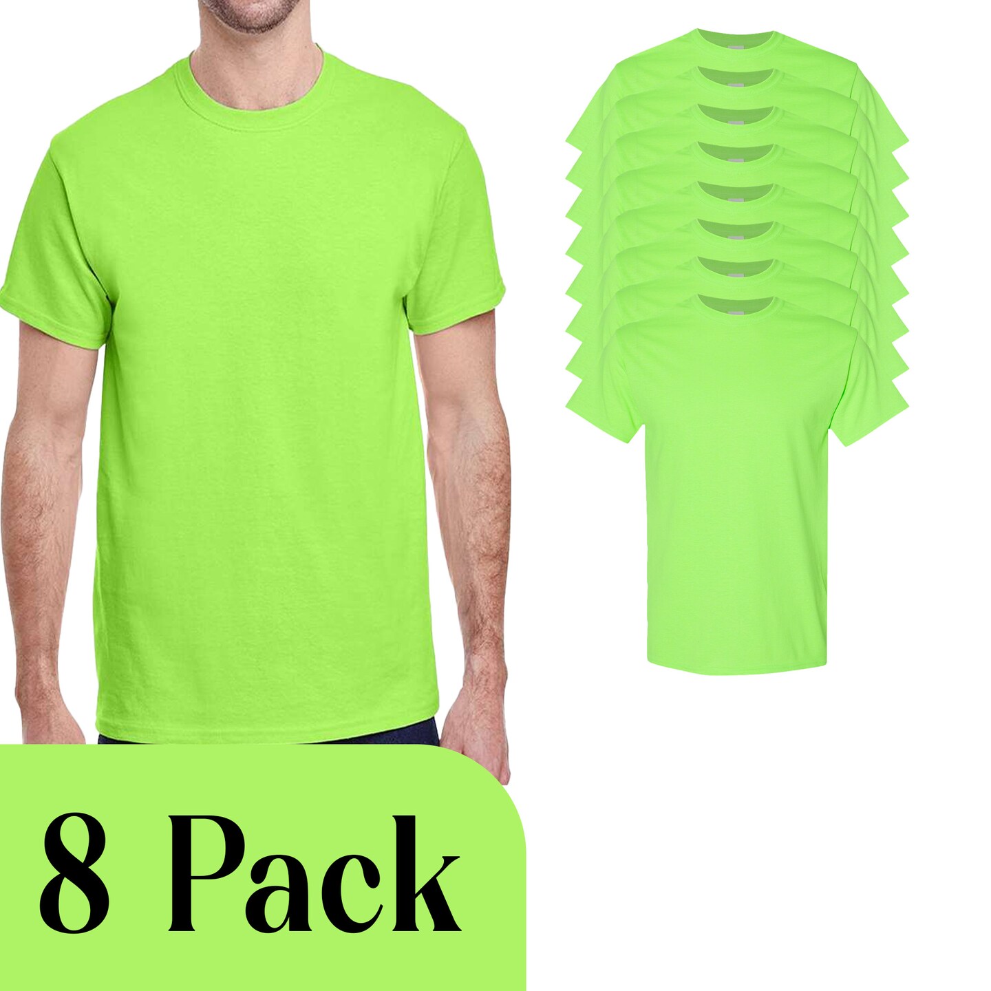 Gildan Heavy Cotton Neon Green Unisex DIY Craft T-Shirt Blank Bundle for Custom Printing