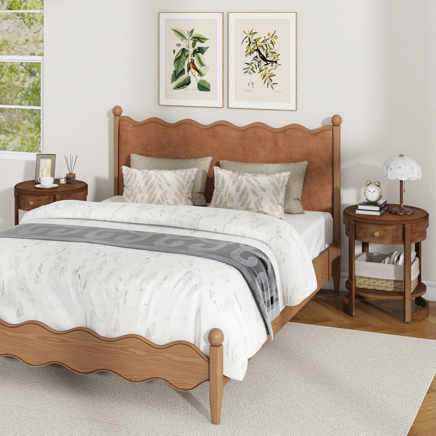 Brown 2-Tier Round Nightstand End Table with Drawer and Shelf - 19.5&#x22; x 19.5&#x22; x 24&#x22;